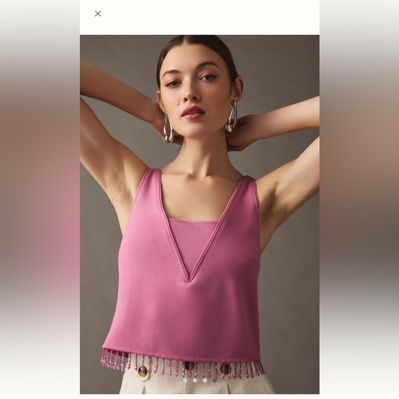 Anthropologie NWT Sz Sm crystal fringe top; sold out @anthro - Picture 12 of 15